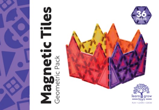 Learn & Grow Toys Magnetic Tiles Geometric Pack 36pc Construction
