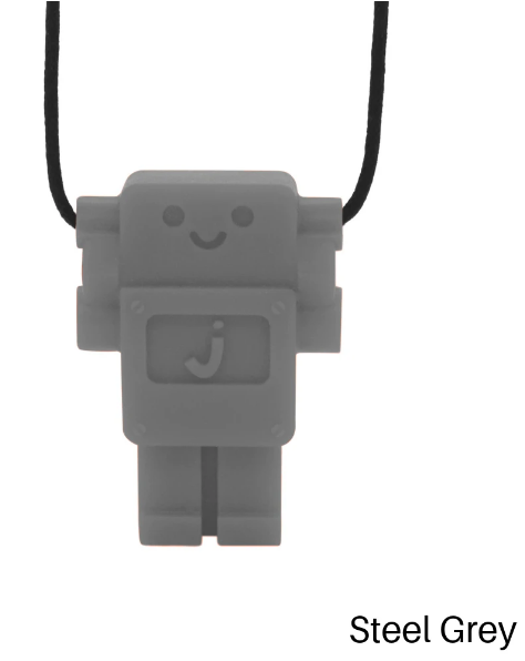 Jellystone Designs Chew Pendant Robot Steel Grey Sensory