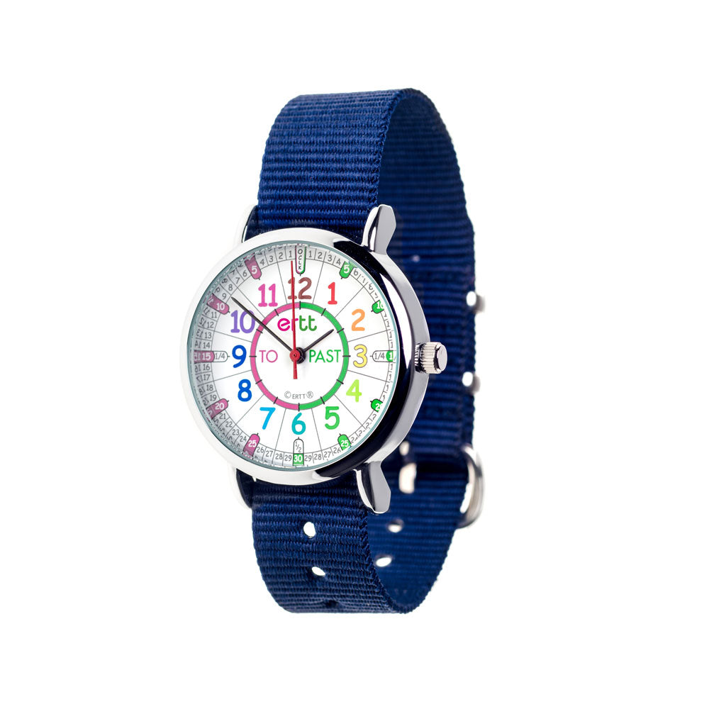 EasyRead Time Teacher Watch - Standard Rainbow Past To Navy Strap Learning Aid