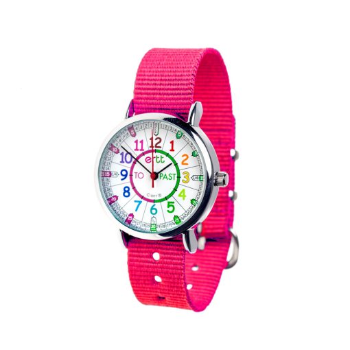 EasyRead Time Teacher Watch - Standard Rainbow Past to Pink Strap Learning Aid
